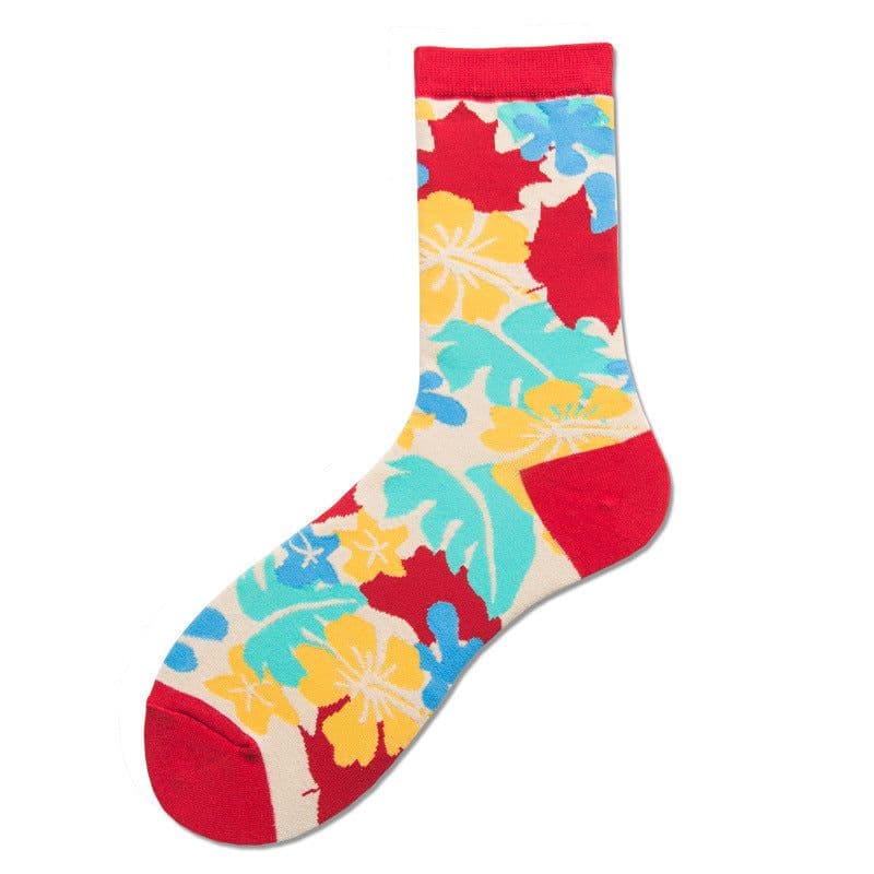 image-Delivery Spring And Autumn Men's Socks Rhombus Landscape Painting Tide Brand Socks