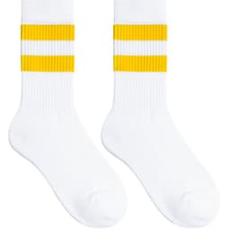 image-Socks Control White Yellow Stripes Two Bars Sports Socks Mid-high Fitness Cotton Socks