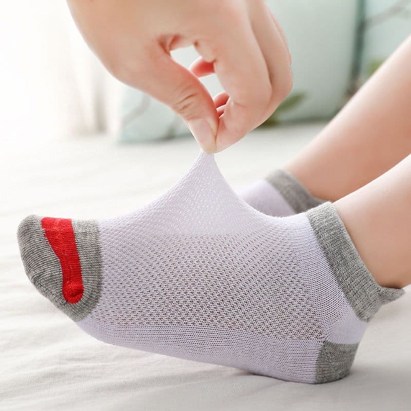 image-Children's Thin Socks Mesh Breathable Boys' Thin Cotton Socks Boy Socks Girls Boat Socks