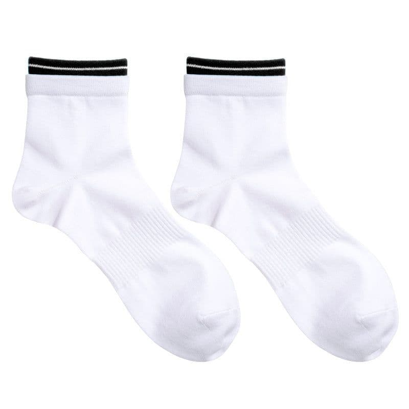 image-Low Socks Double Blue Striped White Socks Luokou Flat Cotton Socks