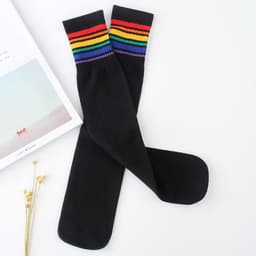 image-Striped Cotton Socks Over The Knee Football Socks