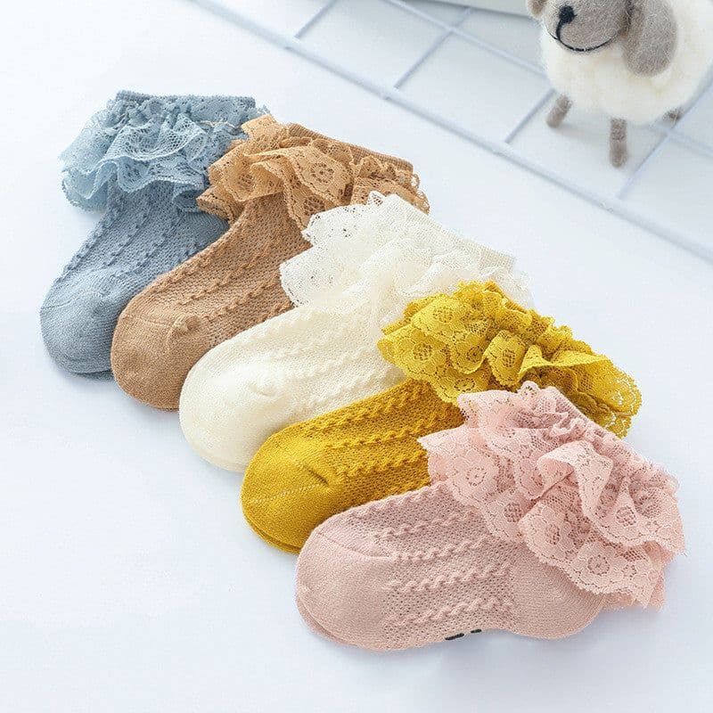 image-Baby Lace Socks Double Lace Princess Socks Baby Cotton Socks Dance Socks