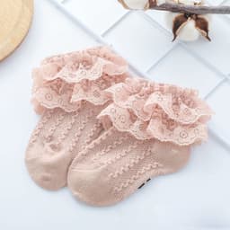 image-Baby Lace Socks Double Lace Princess Socks Baby Cotton Socks Dance Socks