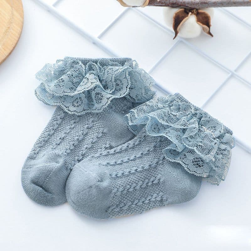 image-Baby Lace Socks Double Lace Princess Socks Baby Cotton Socks Dance Socks