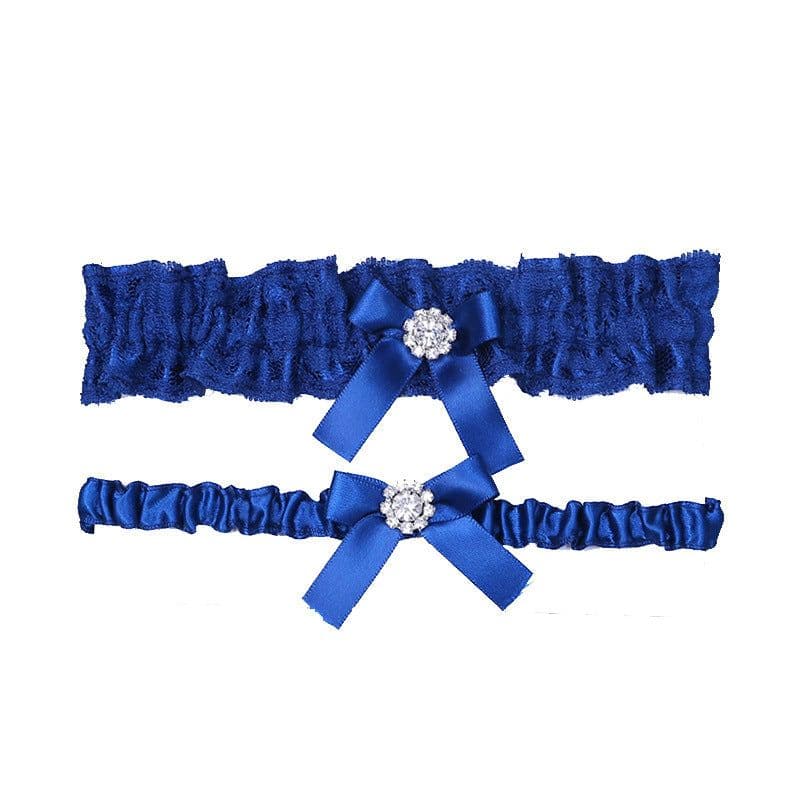 image-Bride Wedding Garter Leg Loop Blue Lace Garter Belt
