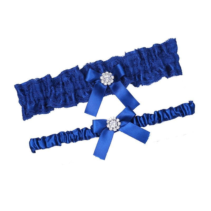 image-Bride Wedding Garter Leg Loop Blue Lace Garter Belt