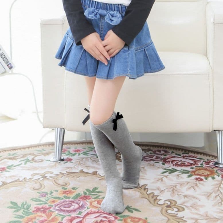 image-New Style Striped Cotton Socks, Girls' Socks, Bowknot Socks
