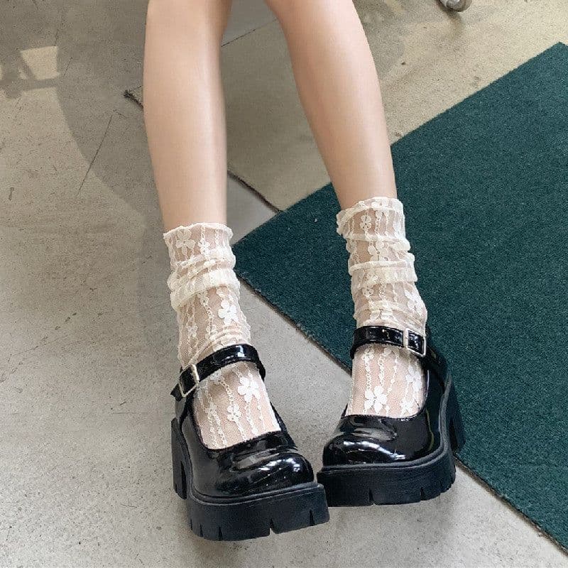 image-Japanese Lace Small Flower Stockings Thin Hollow Net Stockings