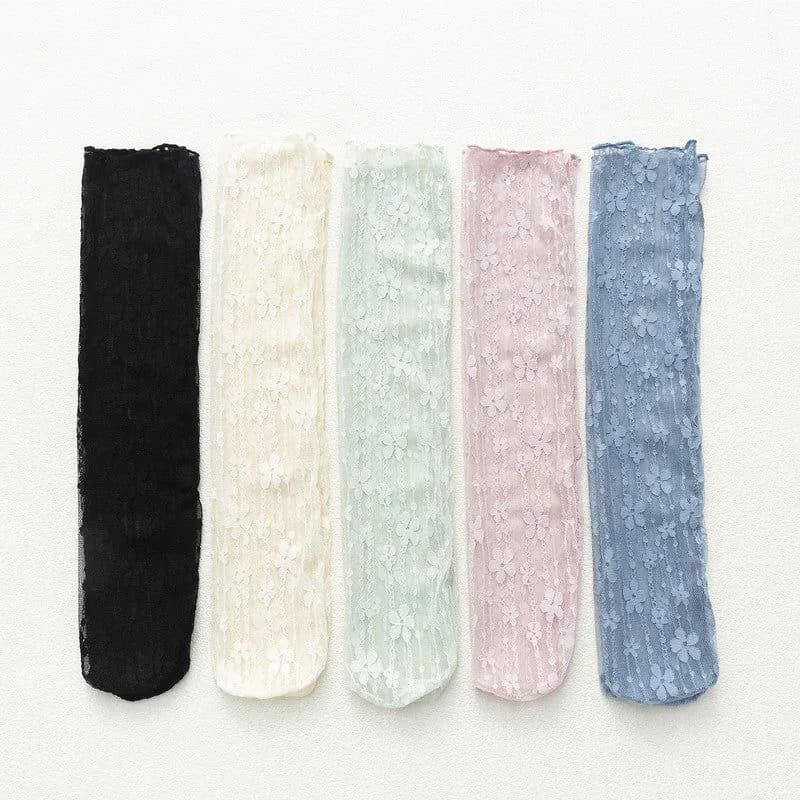 image-Japanese Lace Small Flower Stockings Thin Hollow Net Stockings