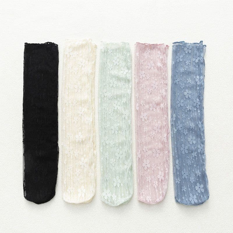 image-Japanese Lace Small Flower Stockings Thin Hollow Net Stockings