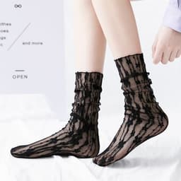 image-Japanese Lace Small Flower Stockings Thin Hollow Net Stockings