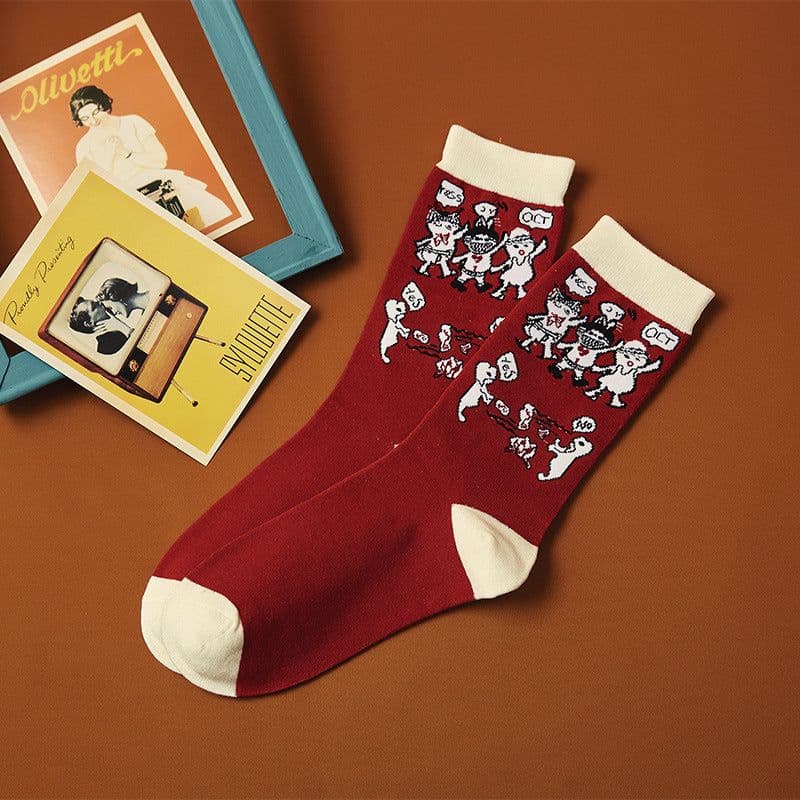 image-Socks Female Spring And Summer Personality Cartoon Couple Socks