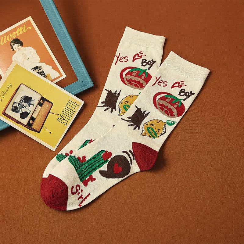 image-Socks Female Spring And Summer Personality Cartoon Couple Socks