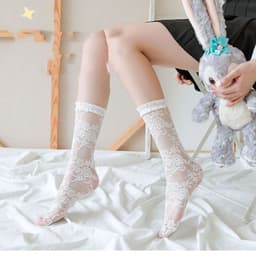 image-White Lolita Lace Socks Sweet Retro Calf Socks