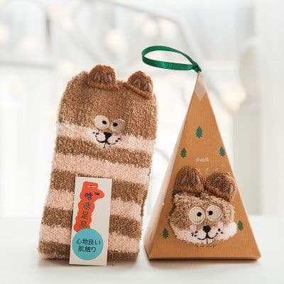 image-Floor Socks Half Fleece Women's Socks Christmas Socks
