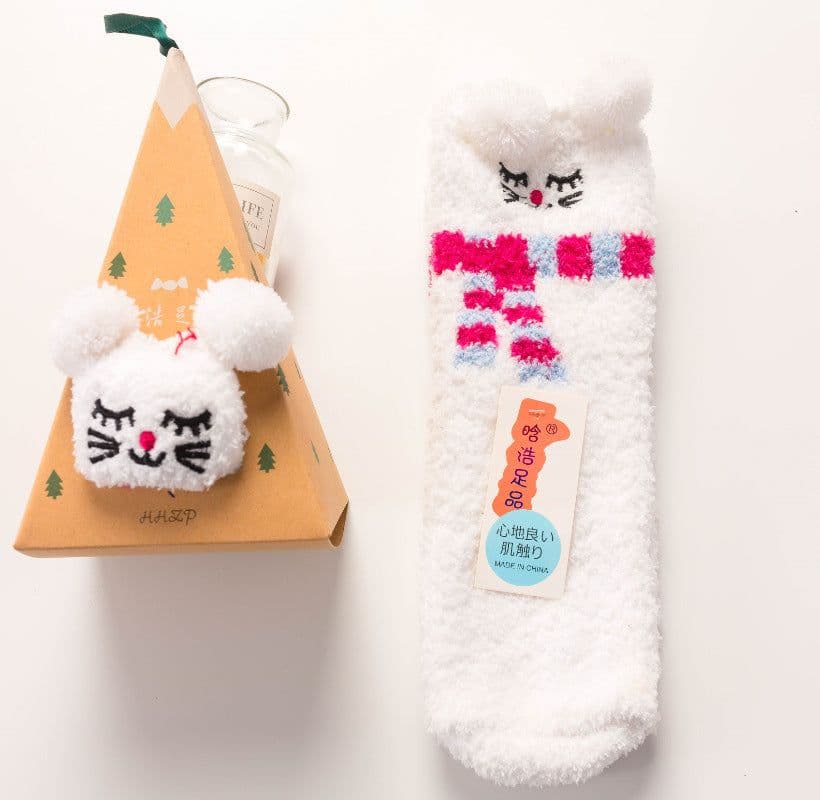 image-Floor Socks Half Fleece Women's Socks Christmas Socks