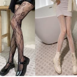 image-Japanese White Lace Bow Fishnet Stockings