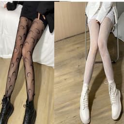 image-Japanese White Lace Bow Fishnet Stockings