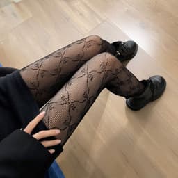 image-Japanese White Lace Bow Fishnet Stockings