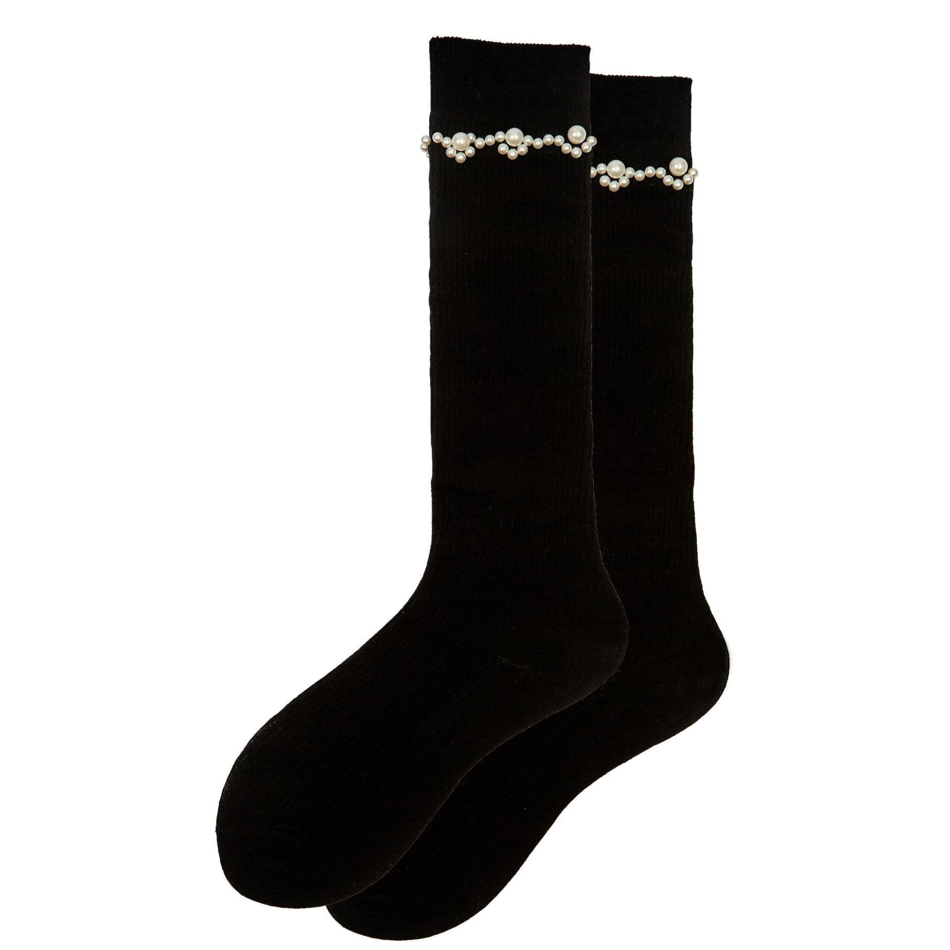 image-Black And White Pearl Socks Women's Tube Socks