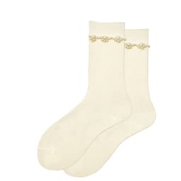 image-Black And White Pearl Socks Women's Tube Socks