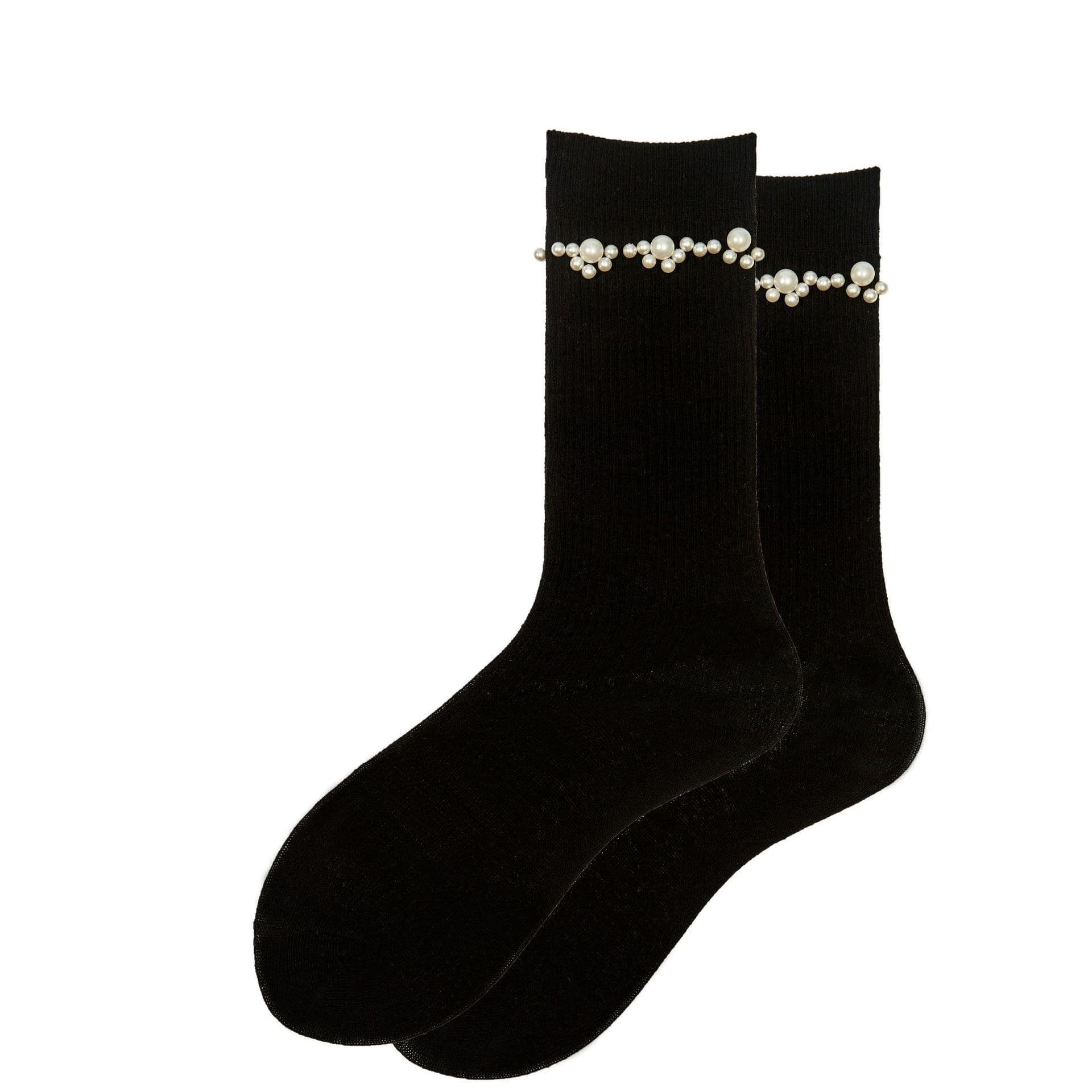 image-Black And White Pearl Socks Women's Tube Socks