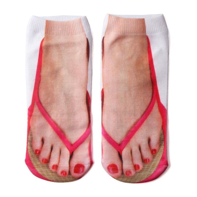 image-3D Printing Socks Flip Flops Cartoon Creative Socks Men And Women Couple Socks