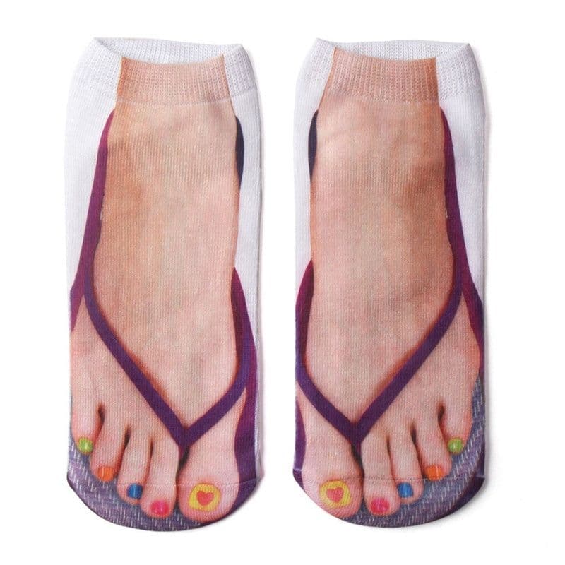 image-3D Printing Socks Flip Flops Cartoon Creative Socks Men And Women Couple Socks
