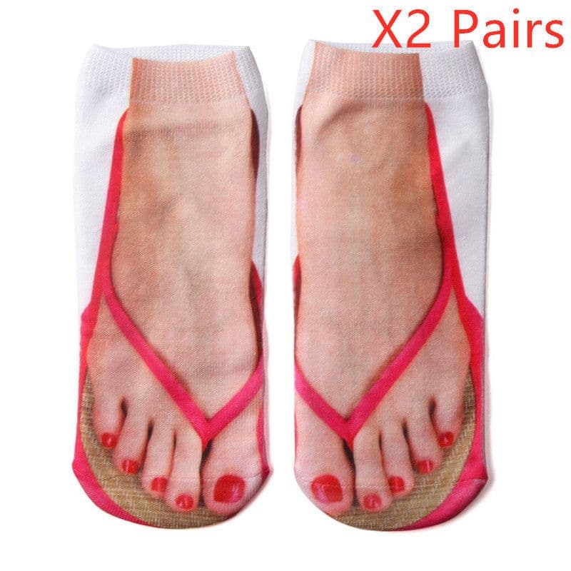 image-3D Printing Socks Flip Flops Cartoon Creative Socks Men And Women Couple Socks