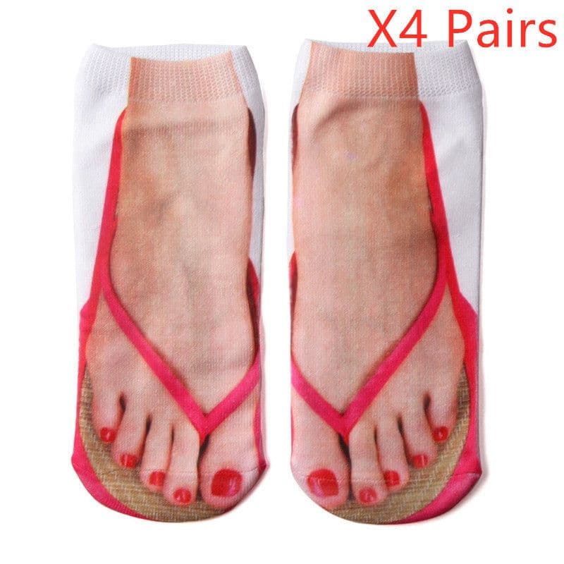 image-3D Printing Socks Flip Flops Cartoon Creative Socks Men And Women Couple Socks