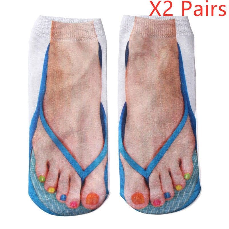 image-3D Printing Socks Flip Flops Cartoon Creative Socks Men And Women Couple Socks