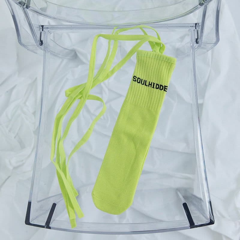 image-Cross Tie Socks Female Ins Eye-catching Tide Socks Calf Socks Medium Tube Socks