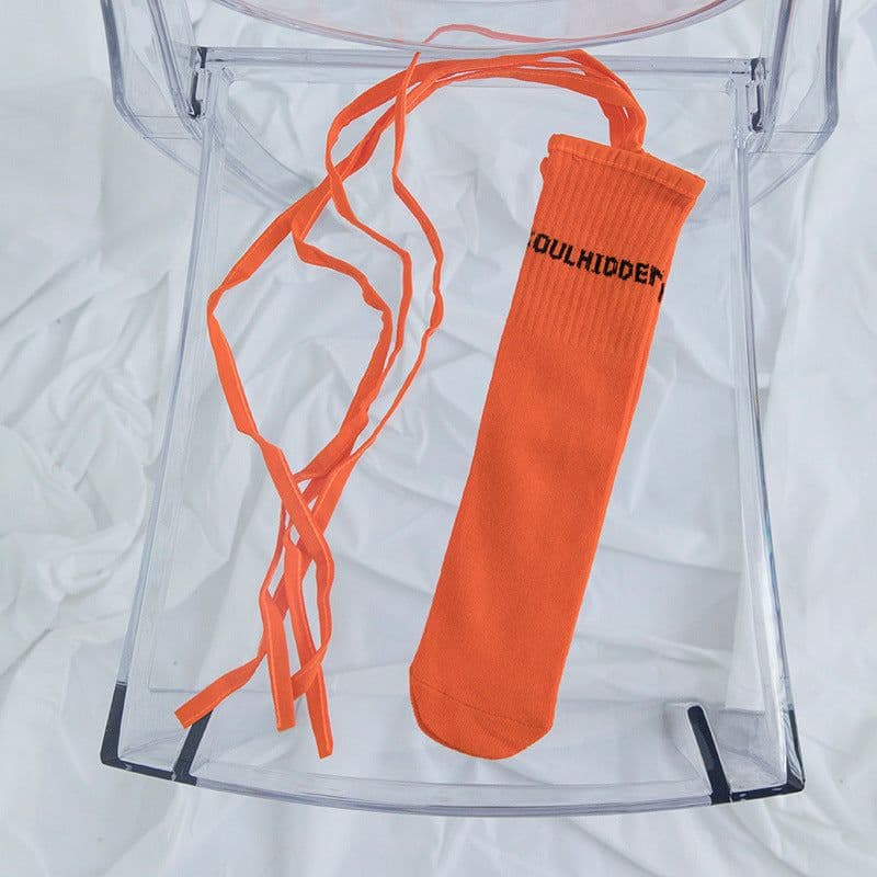 image-Cross Tie Socks Female Ins Eye-catching Tide Socks Calf Socks Medium Tube Socks