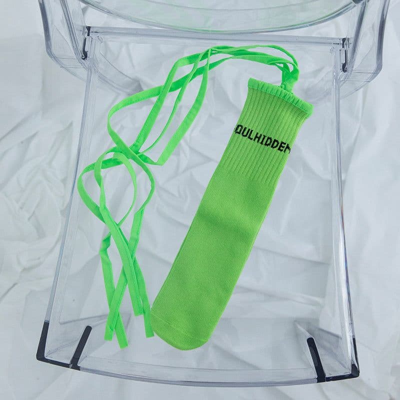 image-Cross Tie Socks Female Ins Eye-catching Tide Socks Calf Socks Medium Tube Socks