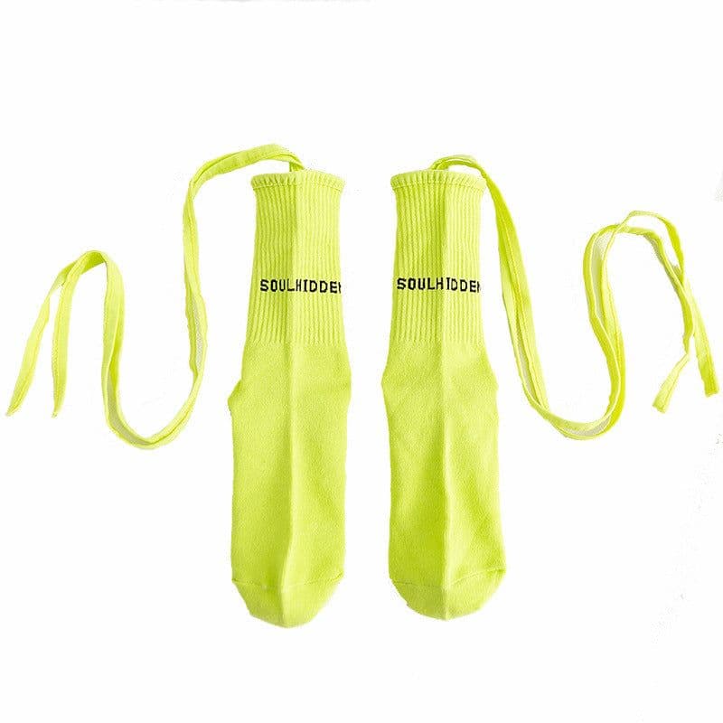 image-Cross Tie Socks Female Ins Eye-catching Tide Socks Calf Socks Medium Tube Socks