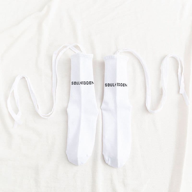 image-Cross Tie Socks Female Ins Eye-catching Tide Socks Calf Socks Medium Tube Socks