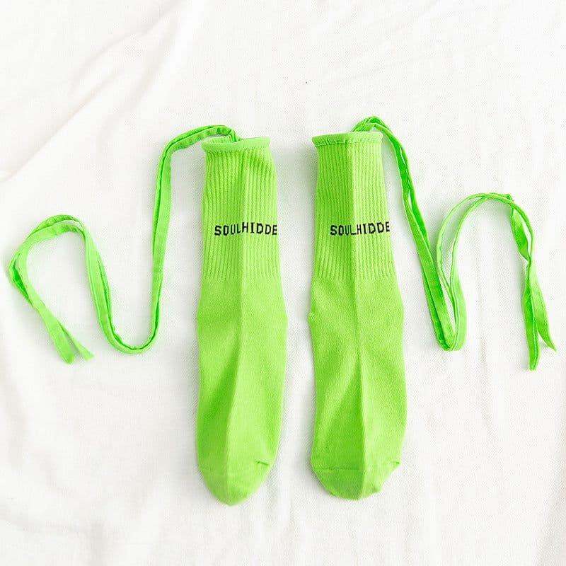 image-Cross Tie Socks Female Ins Eye-catching Tide Socks Calf Socks Medium Tube Socks