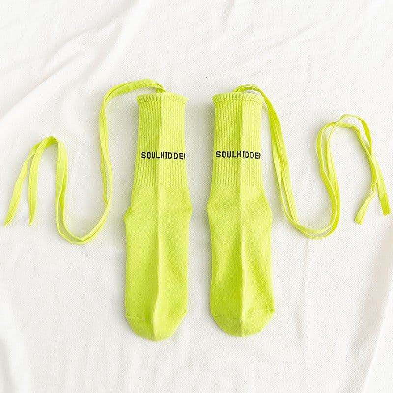 image-Cross Tie Socks Female Ins Eye-catching Tide Socks Calf Socks Medium Tube Socks