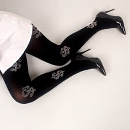 image-Autumn And Winter Thickened Hot Rhinestone Letters Rhinestone Black Stockings