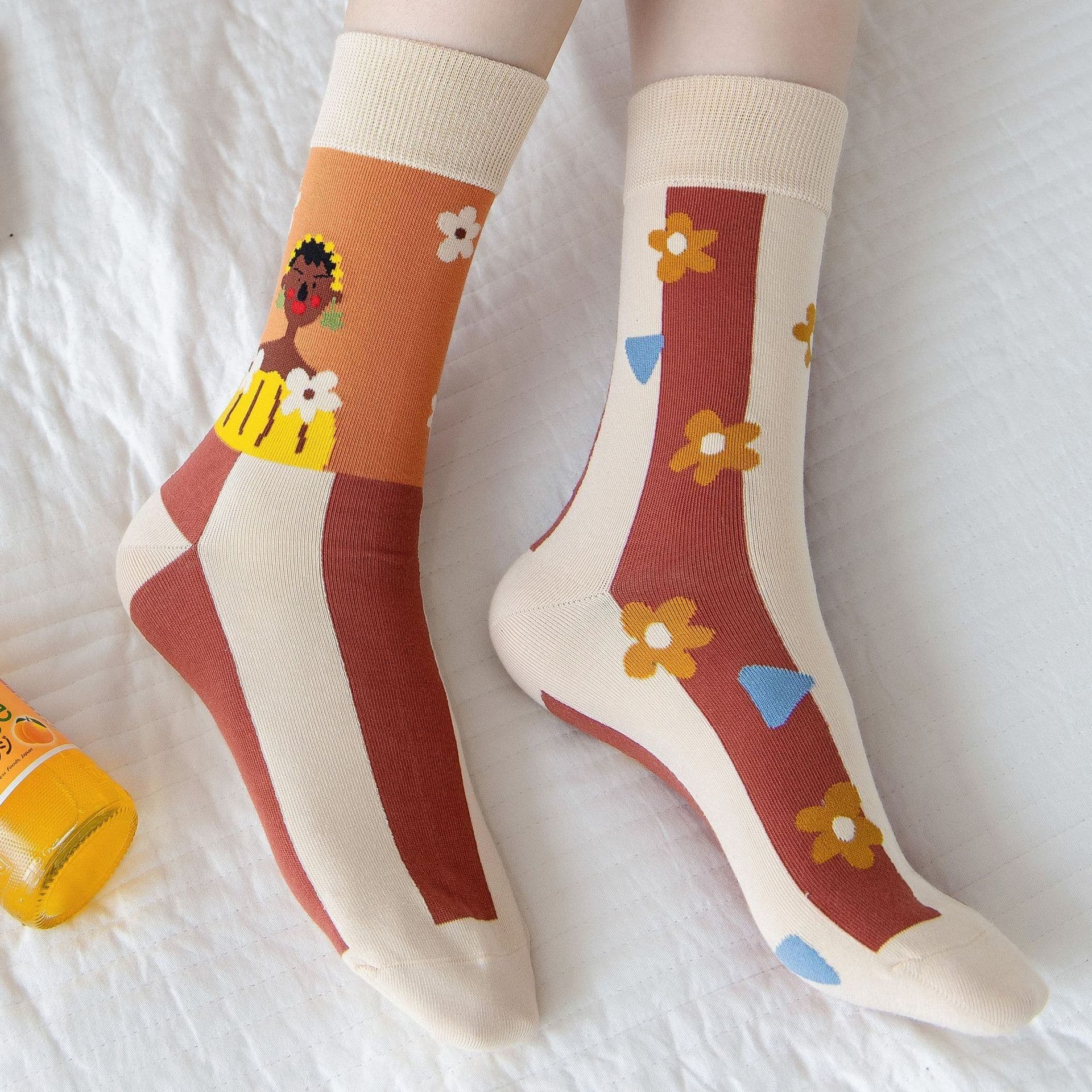 image-High Stockings Creative Cartoon Small Flower Tide AB