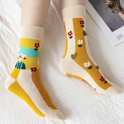 image-High Stockings Creative Cartoon Small Flower Tide AB