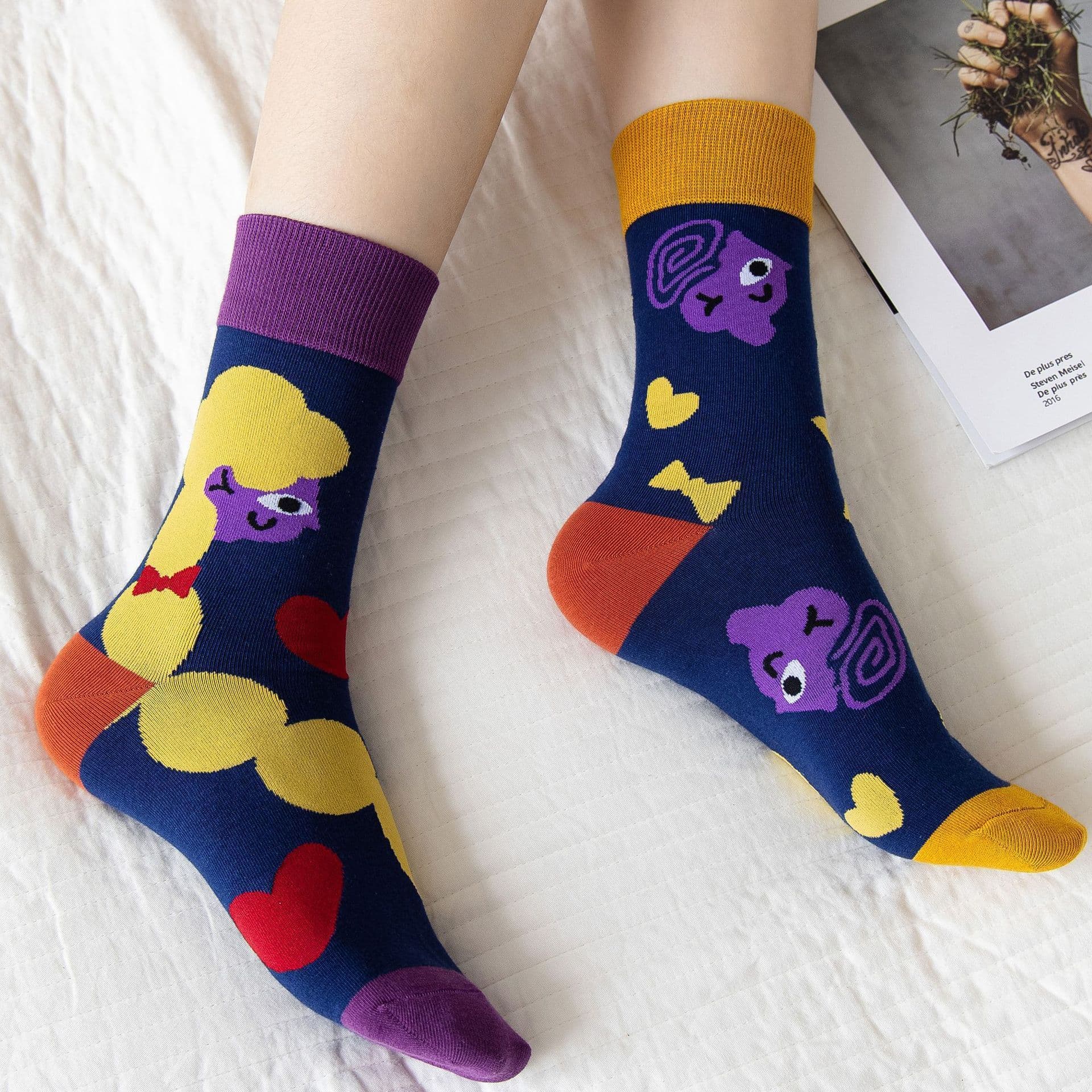 image-High Stockings Creative Cartoon Small Flower Tide AB