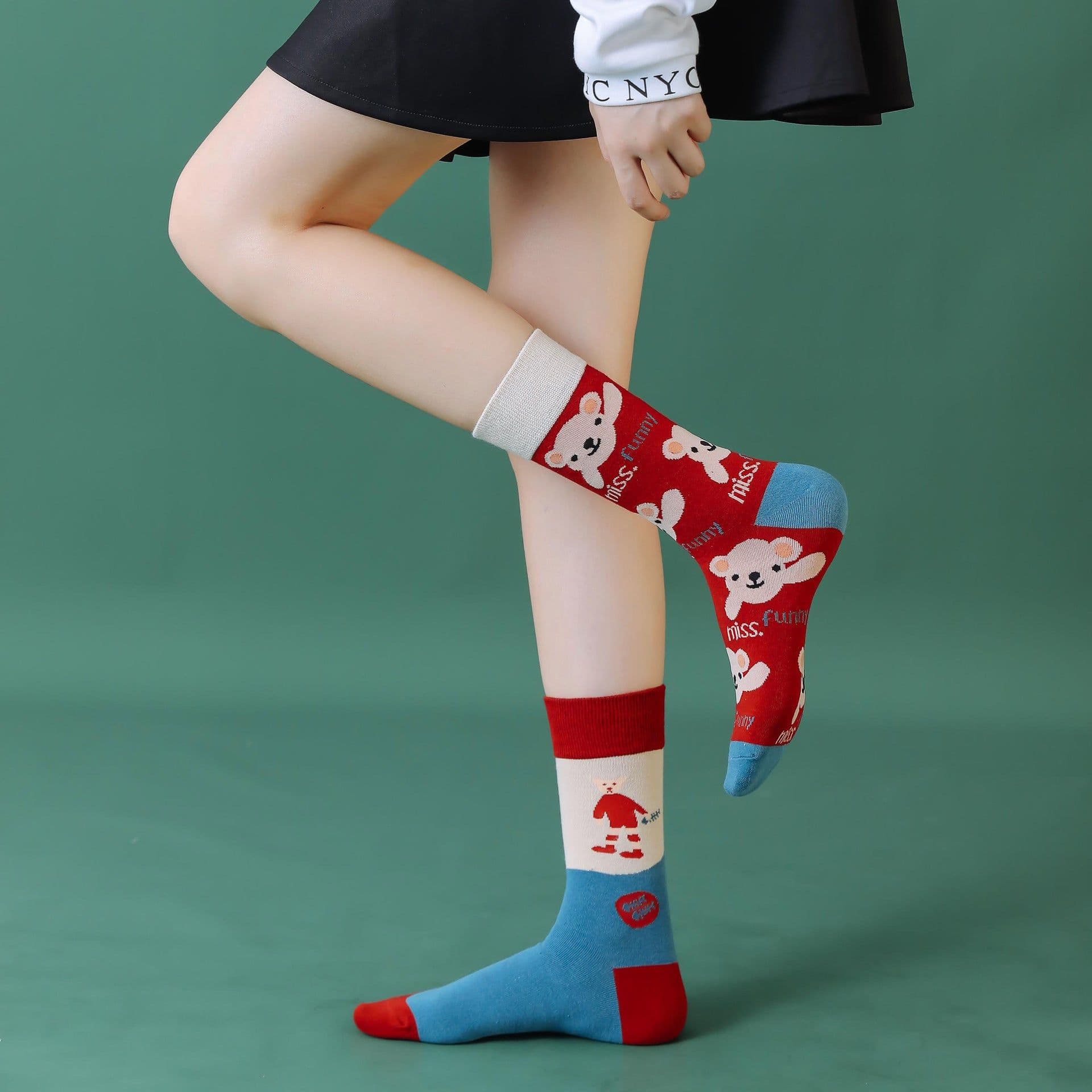 image-High Stockings Creative Cartoon Small Flower Tide AB