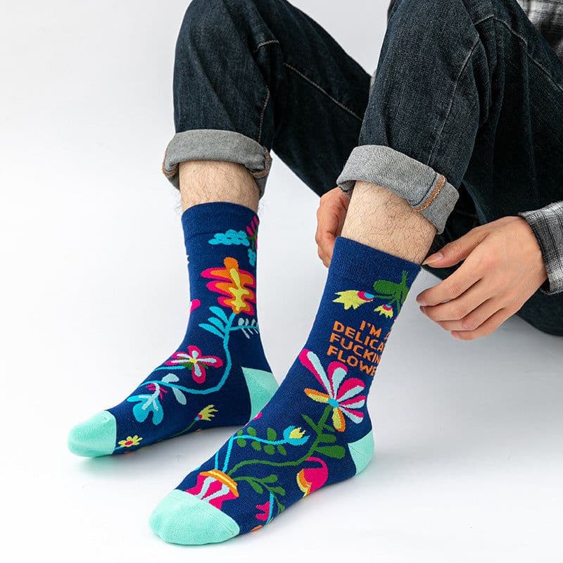 image-Fashion Color Matching Men's Mid-tube Socks