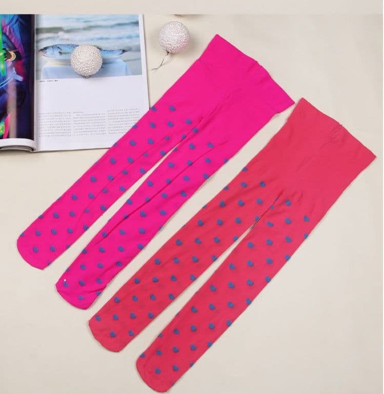 image-Love Polka Dot Candy Color Velvet Pantyhose