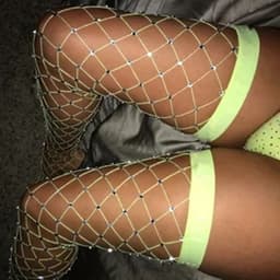 image-Hot Drilling Big Fishnet Stockings Sexy Long Tube Fishnet Bottoming Color Over The Knee