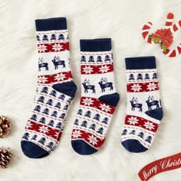 image-Mother Baby Parent-child Christmas Jacquard Short Stockings