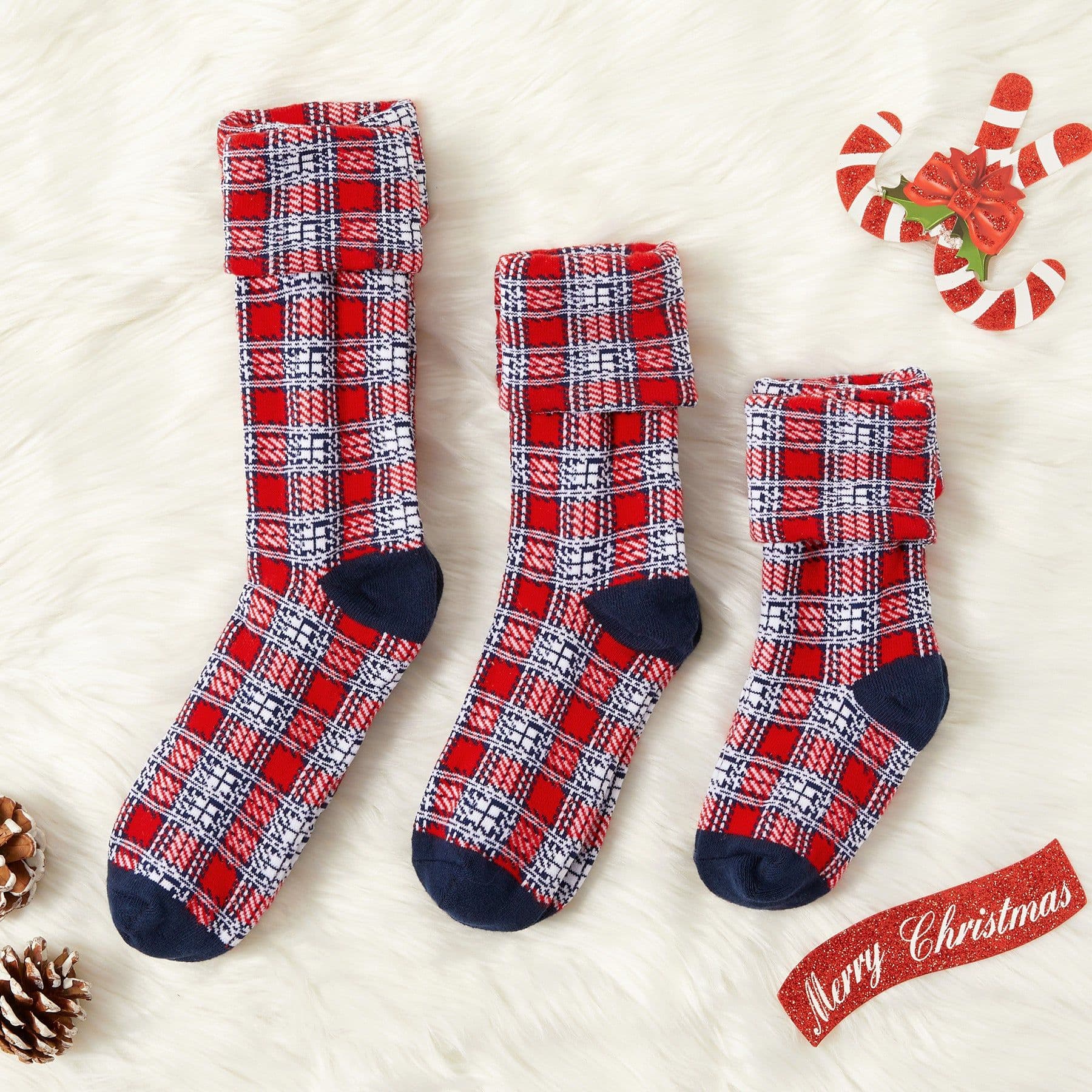 image-Mother Baby Parent-child Christmas Jacquard Short Stockings