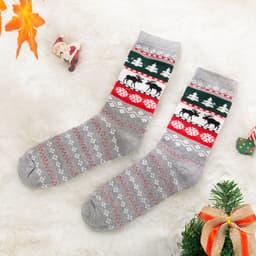 image-Mother Baby Parent-child Christmas Jacquard Short Stockings