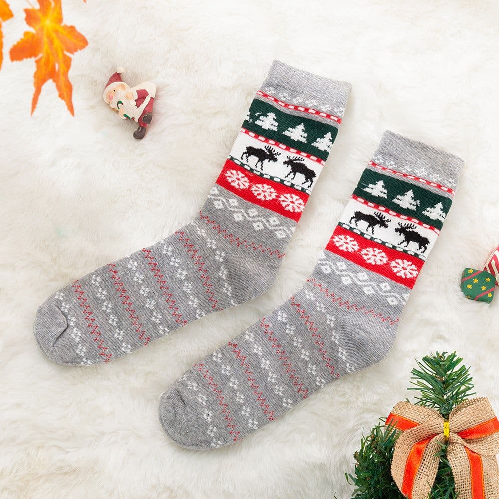 image-Mother Baby Parent-child Christmas Jacquard Short Stockings